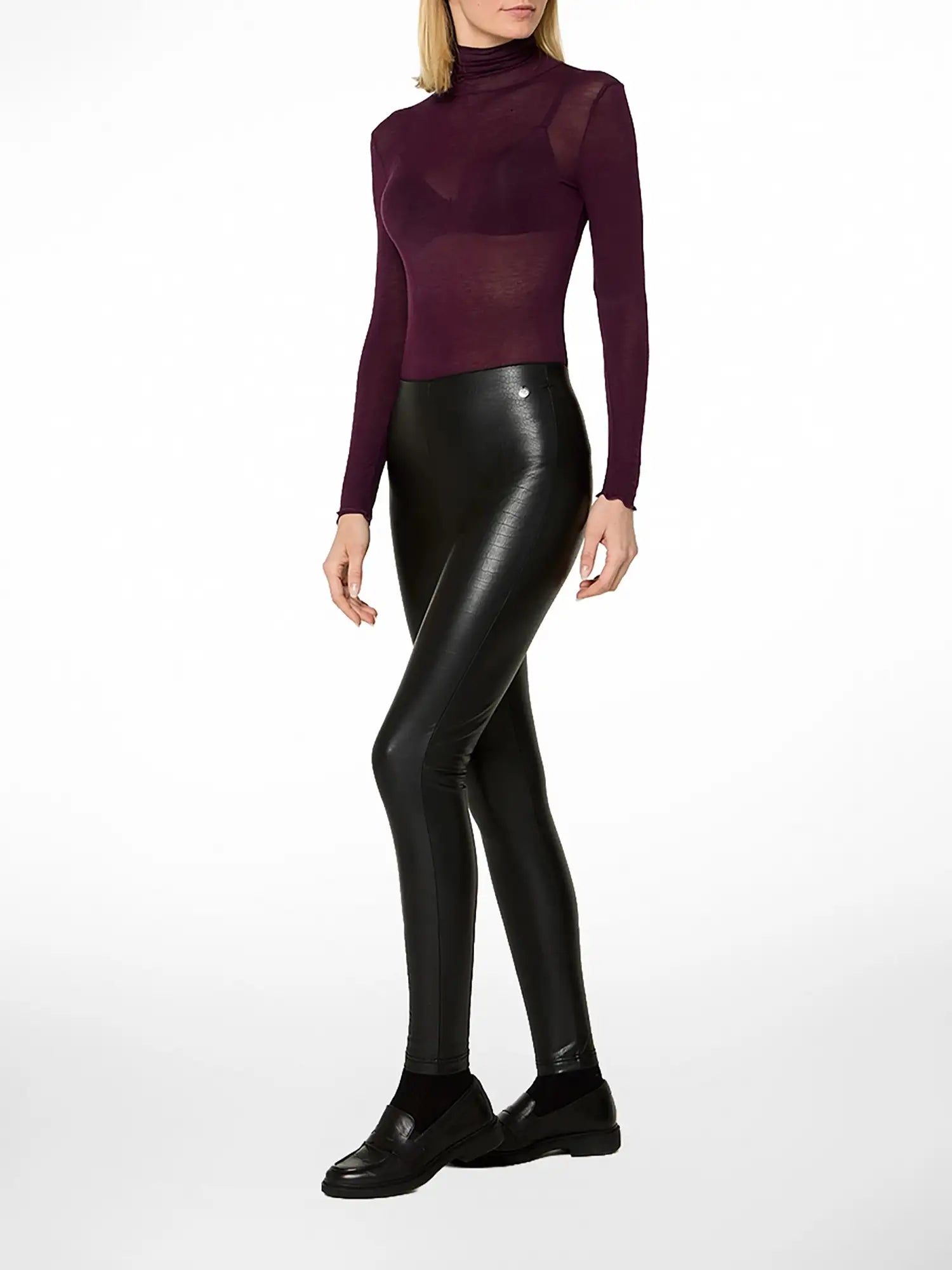 X KILIAN KERNER Leggings in Leder-Optik Vegan mit Croco-Muster