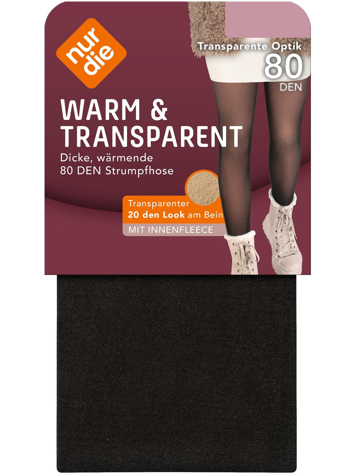 Strumpfhose Warm & Transparent mit wärmendem Innenfleece 80 DEN