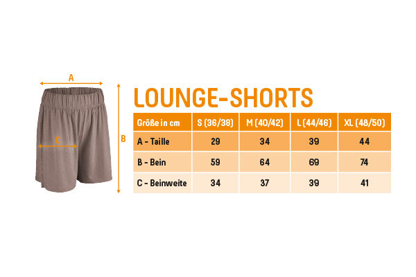 Größentabelle NUR DIE Lounge Shorts - Relax & Go