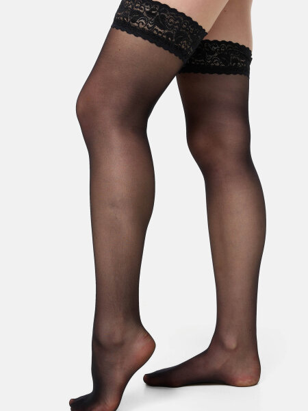NUR DIE Damen Halterlose Strümpfe Goodbye Laufmaschen - schwarz - 38-40
