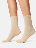 NUR DIE Damen Komfortbundsocke 98% Baumwolle - leinen - 39-42