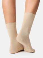NUR DIE Damen Komfortbundsocke 98% Baumwolle - leinen - 39-42