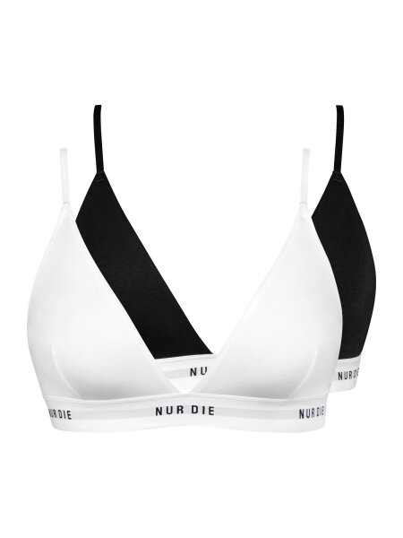 NUR DIE Damen Soft-BH Sportiv 2er Pack - schwarz/weiß - Größe 36-38