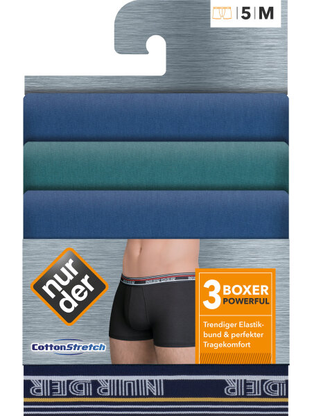 NUR DER Boxer Powerful 3er Pack - blau/grün - Größe 8 | XXL | 56