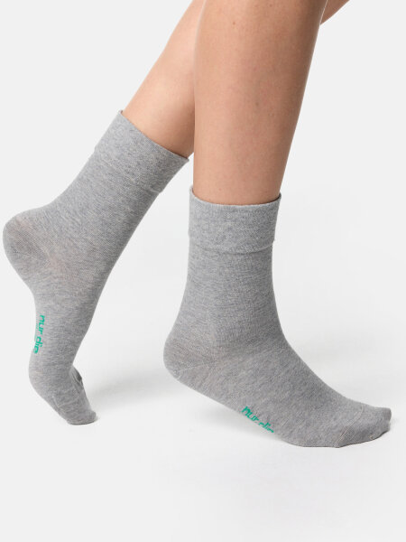 NUR DIE Damen Socken Bio-Baumwolle GOTS 2er Pack - hellgraumel. - Größe 35-38