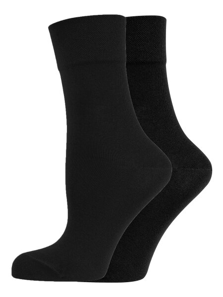 NUR DIE Bio Baumwolle GOTS Komfort Socke 2er Pack - schwarz - Größe 35-38