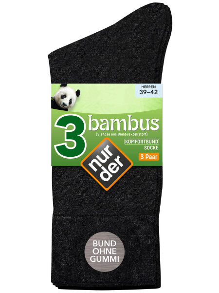 NUR DER Bambus¹ Komfort Socke 3-Pack - anthrazitmelange - Größe 43-46