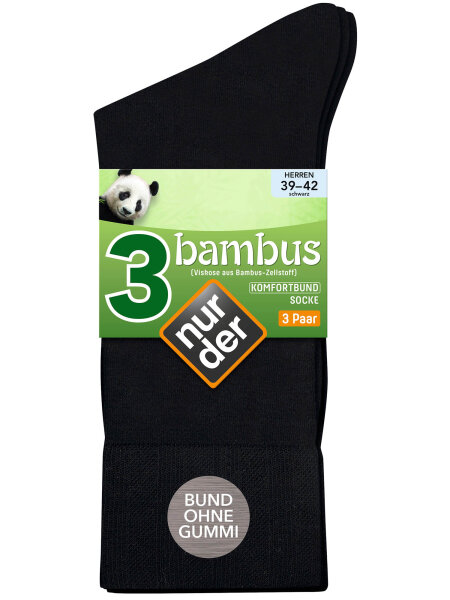 NUR DER Bambus¹ Komfort Socke 3-Pack - schwarz - Größe 43-46