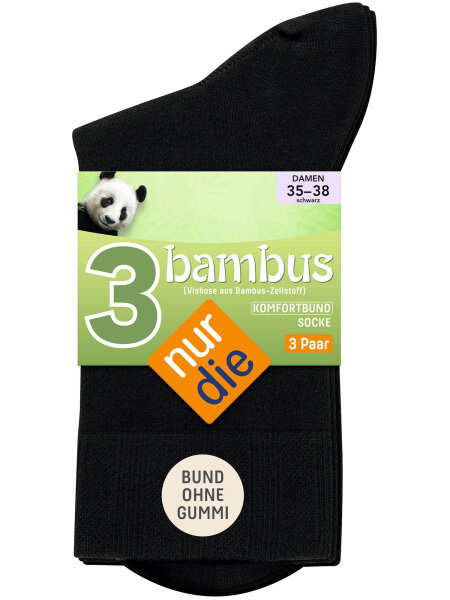 NUR DIE Bambus¹ Komfort Socke 3-Pack - schwarz - Größe 35-38
