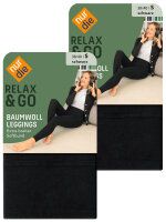 NUR DIE Baumwoll Leggings - Relax & Go 2er Pack - schwarz  - Größe 48-52