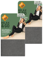 NUR DIE Baumwoll Leggings - Relax & Go 2er Pack - hellgraumelange - Größe 38-40