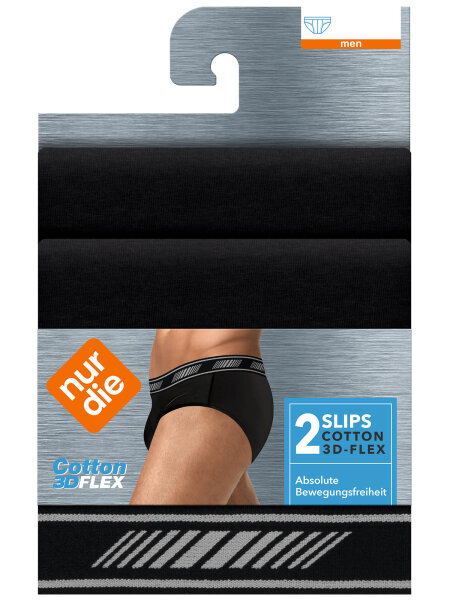 NUR DER Slip 3D-Flex Classic 2er Pack - schwarz - 7 | XL | 54
