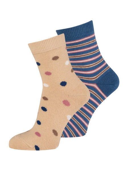 NUR DIE Kinder Socken Baumwolle 2er Pack - Punkte/Streifen - Größe 23-26