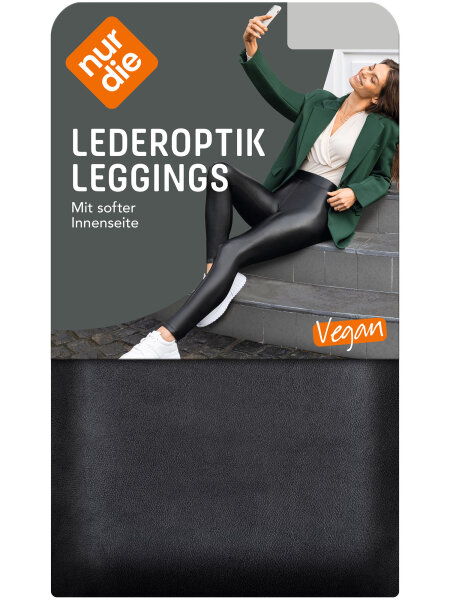 NUR DIE Damen Vegane Leggings in Leder-Optik - Relax & Go