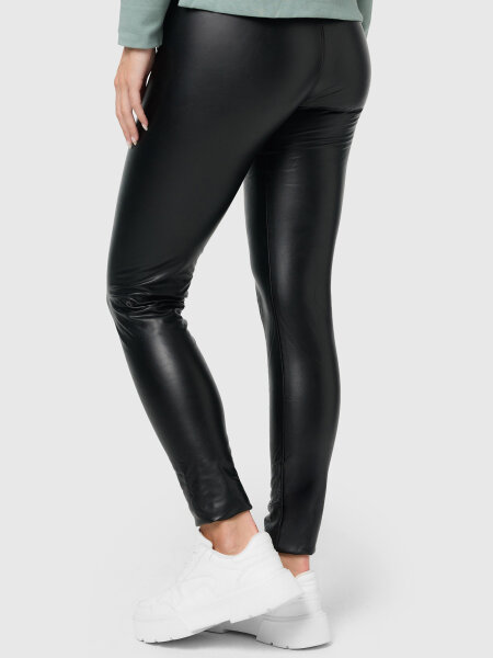 NUR DIE Damen Vegane Leggings in Leder-Optik - Relax & Go - schwarz  - Größe 44-46