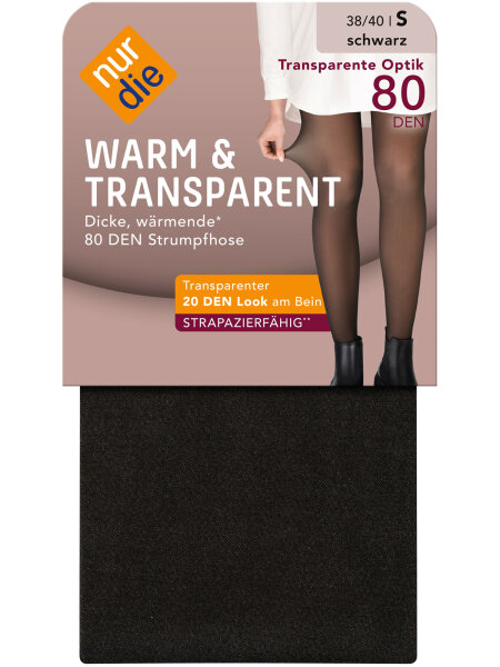 NUR DIE Strumpfhose Warm & Transparent Haltbar - schwarz - Größe 38-40