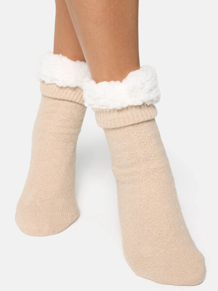 NUR DIE Damen Flausch Socken - beige - Größe 36-37