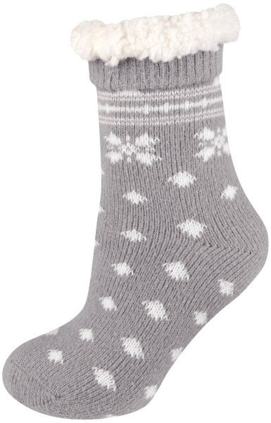 NUR DIE Damen Flausch Socken - grau gemustert - Größe 36-37