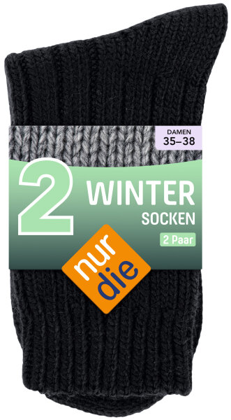 NUR DIE 2-Pack Winter Socken - schwarz - Größe 35-38