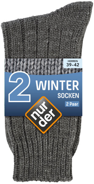 NUR DER 2-Pack Winter Socken - graumelange - Größe 39-42