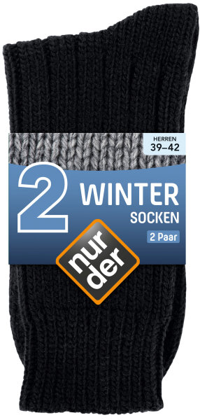 NUR DER 2-Pack Winter Socken - schwarz - Größe 43-46