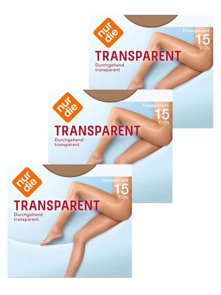 NUR DIE Damen Strumpfhose Transparent 15 DEN 3er Pack