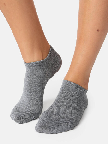 NUR DIE Damen Sneakersocken Bambus¹ 5er Pack - hellgraumelange - Größe 35-38