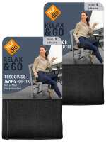 NUR DIE Treggings in Jeans-Optik - Relax & Go 2er Pack - schwarz - Größe 46-48