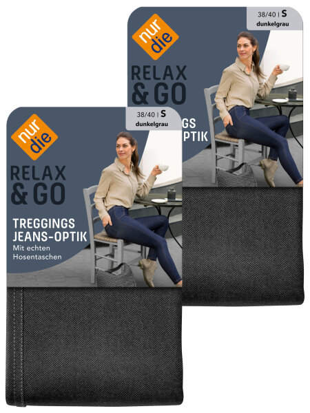 NUR DIE Treggings in Jeans-Optik - Relax & Go 2er Pack - dunkelgrau - Größe 40-44