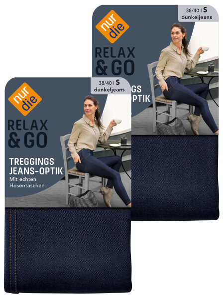 NUR DIE Treggings in Jeans-Optik - Relax & Go 2er Pack - dunkeljeans - Größe 38-40