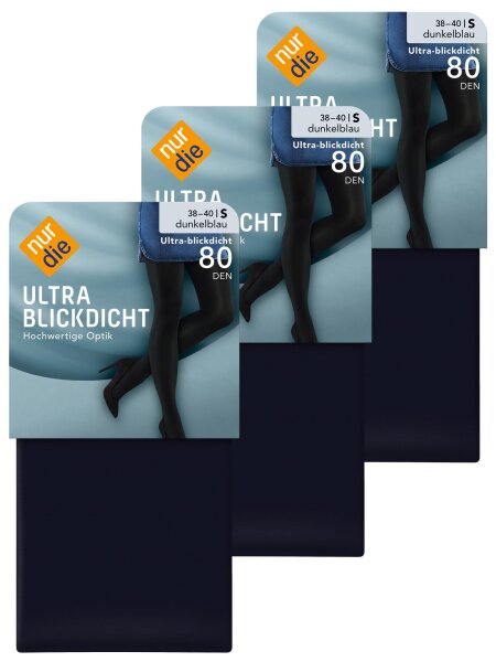 NUR DIE Strumpfhose Ultra-Blickdicht 80 DEN 3er Pack - dunkelblau - Größe 38-40