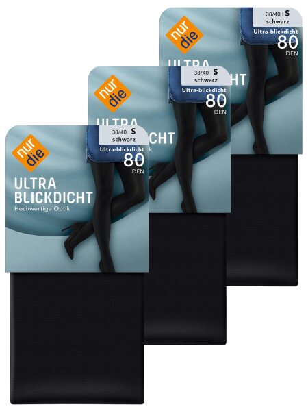 NUR DIE Strumpfhose Ultra-Blickdicht 80 DEN 3er Pack - schwarz - Größe 38-40
