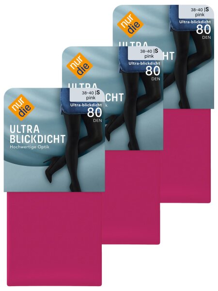 NUR DIE Strumpfhose Ultra-Blickdicht 80 DEN 3er Pack - pink - Größe 38-40