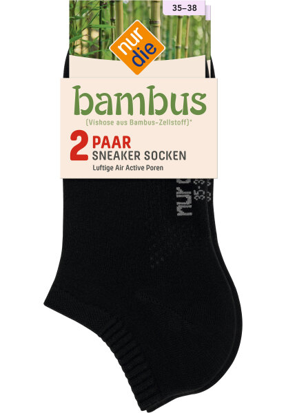 NUR DIE Sneakersocken 2-Pack Bambus¹ - schwarz - Größe 35-38
