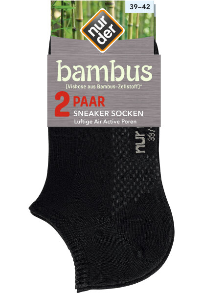 NUR DER Sneakersocken 2-Pack Bambus¹ - schwarz - Größe 39-42