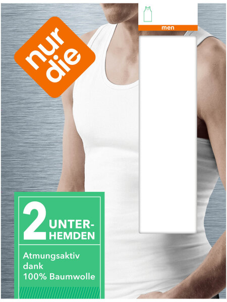NUR DIE Herren Unterhemd 2er Pack - weiß - Größe 8 | XXL | 56