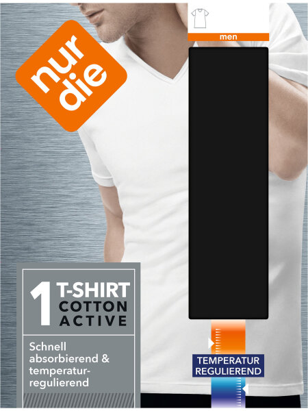 NUR DIE Herren T-Shirt Cotton Active - schwarz - Größe 6 | L | 52