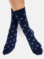 NUR DIE Damen Socken Classic Baumwolle gemustert - 2er Pack - blau grosse Punkte - Größe 35-38