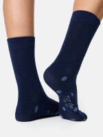 NUR DIE Damen Socken Classic Baumwolle gemustert - 2er Pack - blau grosse Punkte - Größe 35-38