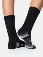 NUR DIE Damen Socken Classic Baumwolle gemustert - 2er Pack - schwarz grau streifen - Größe 39-42