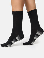 NUR DIE Damen Socken Classic Baumwolle gemustert - 2er Pack - schwarz grau streifen - Größe 39-42
