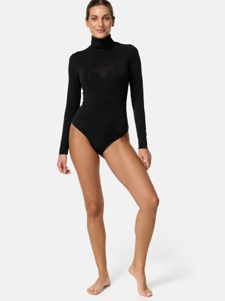 NUR DIE Damen Body Highneck Micromodal - Light & Warm - schwarz - Größe S