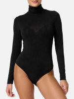 NUR DIE Damen Body Highneck Micromodal - Light & Warm - schwarz - Größe L