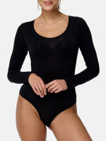 NUR DIE Damen Body Roundneck Micromodal - Light & Warm - schwarz - Größe S