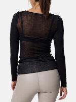 NUR DIE Damen Longsleeve Roundneck mit Kaschmir - Light & Warm - schwarz - Größe M