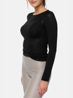 NUR DIE Damen Longsleeve Roundneck mit Kaschmir - Light & Warm - schwarz - Größe M