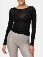 NUR DIE Damen Longsleeve Roundneck mit Kaschmir - Light & Warm - schwarz - Größe M