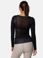 NUR DIE Damen Longsleeve Roundneck mit Kaschmir - Light & Warm - schwarz - Größe M