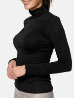 NUR DIE Damen Longsleve Highneck mit Kaschmir - Light & Warm - schwarz - Größe S