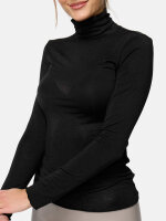 NUR DIE Damen Longsleve Highneck mit Kaschmir - Light & Warm - schwarz - Größe S